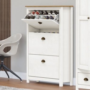 Sapateira 3 Portas Basculantes Branco/freijó Topázio Madeira Pinus - Finestra