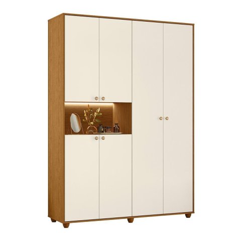 Guarda Roupa Solteiro Vittoria 6 Portas e 2 Gavetas Cinamomo/off White - Móveis Albatroz