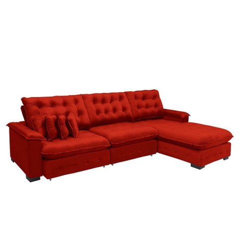 Sofá Berlin 3.85x2.10m C/chaise Super Pillow Top - Vermelho