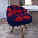 Ver imagem 1 de Poltrona Paloma Escritório Sala Giratória Madeira Suede Azul Marinho e Suede Vermelho - Dominic Deco