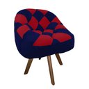 Ver imagem 2 de Poltrona Paloma Escritório Sala Giratória Madeira Suede Azul Marinho e Suede Vermelho - Dominic Deco