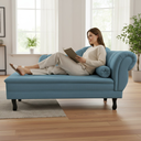 Ver imagem 2 de Recamier Decorativo Divã Amsterdã 187cm Lado Esquerdo Linho Azul Marinho