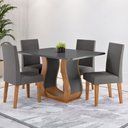 Ver imagem 3 de Mesa de Jantar 4 Lugares Amarena Mel/tampo Cinza/veludo Cinza - Viero Móveis