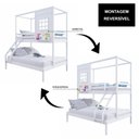 Ver imagem 6 de Beliche Casinha Reta Casal/ Solteiro Madeira Maciça Branco Housin