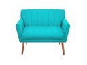 Ver imagem 1 de Namoradeira Decorativa Cecília Suede Azul Tifany 2 Lugares Pés Madeira Ms Decor