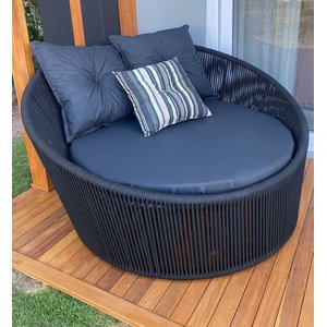 Chaise Palmeira em Corda Náutica Azul - Tecido Lisato Marinho