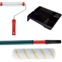 Ver imagem 1 de Rolo 23cm 10mm + Suporte Garfo Gaiola 23cm + Bandeja para Pintura 2,7l 30x37cm Preta + Cabo Extensor