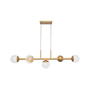 Pendente Jabuticaba Dourado P/5 Globos de Vidro Cristal.:dourado