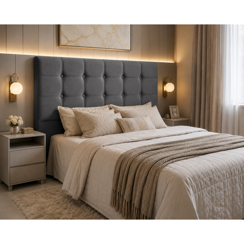 Cabeceira Casal Queen Cama Box Estofada Virginia 160 cm Veludo