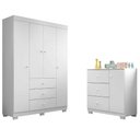 Ver imagem 5 de Cômoda Infantil com Guarda Roupa 4 Portas Ambiente Duda Branco Brilho - Phoenix Baby