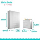 Ver imagem 7 de Cômoda Infantil com Guarda Roupa 4 Portas Ambiente Duda Branco Brilho - Phoenix Baby