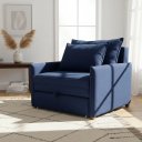 Ver imagem 1 de Poltrona-Cama Monica Retratil Macia Quarto Visita Sala Suede:Azul-Marinho/Suede