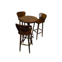 Ver imagem 1 de Mesa de Barzinho Madeira Alta Redonda com 3 Banquetas Imbuia