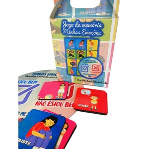 Jogo da Memória Meus Sentimentos 7 Pares para Autistas com Tabuleiro Emoções Reidopendrive Memaut003