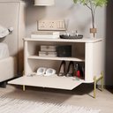 Ver imagem 3 de Kit 2 Mesa de Cabeceira Quarto Tucupí 1 Porta e Pés de Metal Off White/dourado
