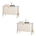 Ver imagem 1 de Kit 2 Mesa de Cabeceira Quarto Tucupí 1 Porta e Pés de Metal Off White/dourado