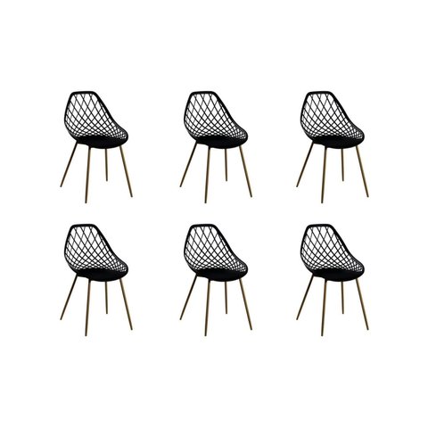 Kit 6 Cadeiras Cloe Base Aço Preto