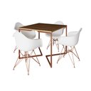 Ver imagem 2 de Mesa Jantar Industrial Amêndoa 90cm Quadrada Base Cobre V com 4 Poltronas Eames Eiffel Brancas Pés C