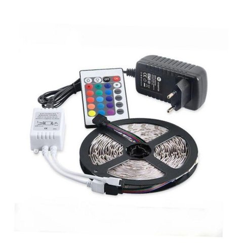 Fita LED 7,8W 12V RGB 3000k Branco Quente com Fonte 5 Metros Gaya
