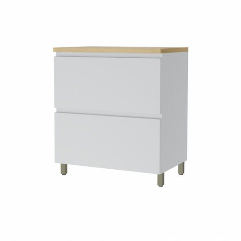 Balcão de Cozinha Modular 1 Porta Basculante 1 Gaveta Nesher Rainha 100% MDF Cor Branca / Nature