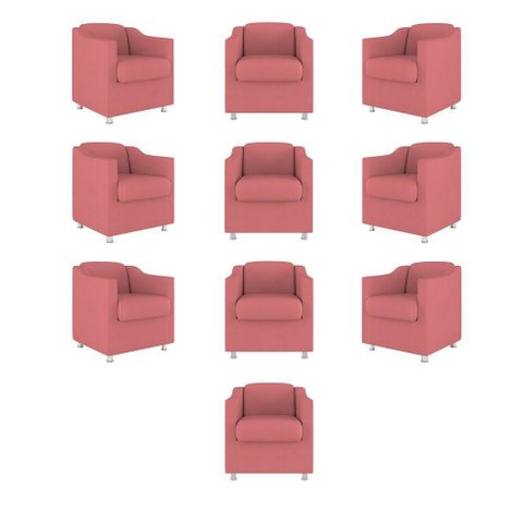 Kit 10 Poltronas Tilla Consultório Sala Tecido Suede Cor:rosa