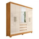 Ver imagem 2 de Guarda-roupa Casal Ópera 6 Portas 4 Gavetas com Espelho Cinamon/off White - Demóbile