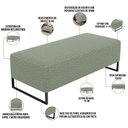 Ver imagem 3 de Puff Decorativo Sala de Estar Bali W01 Base Ferro 120x50 cm Bouclê Oliva - Lyam Decor