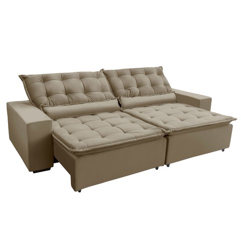 Sofá Elegance Retratil e Reclinavel 2,32 Mts Veludo Castor