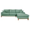 Sofa Living California 4 Lugares com Chaise Revestido Linho Base em Madeira:verde/esquerdo - 1
