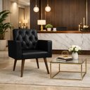 Ver imagem 2 de Poltrona Capitonê Reforçada para Sala Toque de Luxo Corino Preto