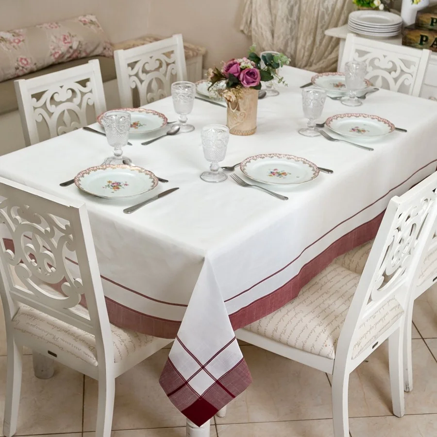 Toalha de Mesa Retangular Maison Charmy Bordô 1,60m x 2,10m - 1