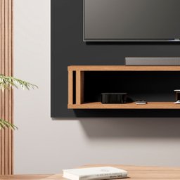 Painel Europa Tv 32 Polegadas Pequeno Quarto Suspenso Sala Rack Cor Preto/freijo - 3