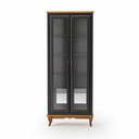 Ver imagem 2 de Cristaleira 2 Portas com Espelho Preto - Imbuia