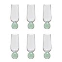 Ver imagem 1 de Kit 06 Taças Champanhe de Vidro Base Esfera Verde 260ml 17cm 17160-Pl