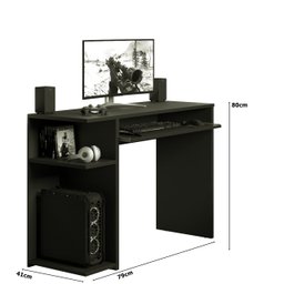 Escrivaninha Mesa de Computador para Gamer com Prateleira Elevada e Suporte para Teclado Extensível - 3