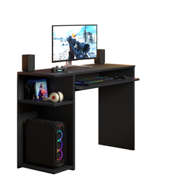 Escrivaninha Mesa de Computador para Gamer com Prateleira Elevada e Suporte para Teclado Extensível - 2
