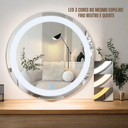 Ver imagem 2 de Espelho 60cm Led 3 Cores Redondo Tons Frio Neutro e Quente Banheiro Decorativo
