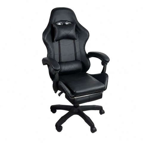Cadeira Gamer Stillus Reclinável 120° com Apoio para Os Pés e Cabeça Preto