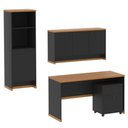 Ver imagem 2 de Conjunto Escritório Office 4 Peças Mesa Gaveteiro Armário Buffet Zeus - Via Nossa - Preto e