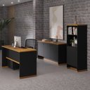 Ver imagem 3 de Conjunto Escritório Office 4 Peças Mesa Gaveteiro Armário Buffet Zeus - Via Nossa - Preto e