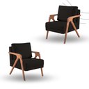 Ver imagem 1 de Kit 2 Poltronas Decorativa Mona Luxo Braço de Madeira:veludo Preto
