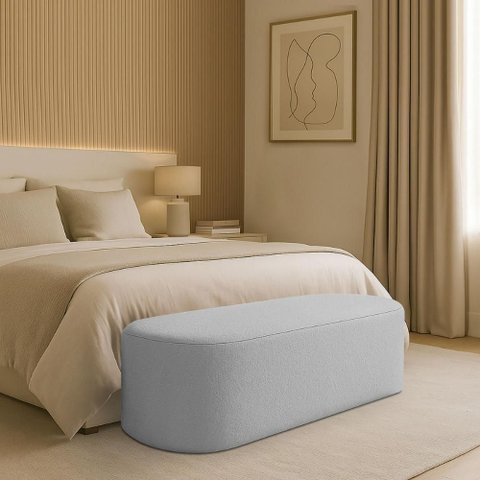 Puff Recamier Paris 160 Cm Estofado para Quarto Queen Boucle Premium - Clique Chique