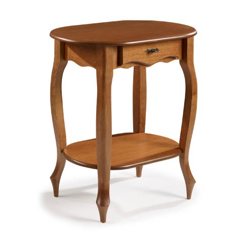 Aparador Oval em Madeira Maciça com 1 Gaveta e Prateleira 1034 Linz Móveis - Imbuia Glazer