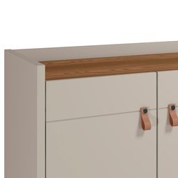 Kit Aparador Buffet Sala De Estar Mason Com Espelho Caribe Preto L05 Freijó Off White - Lyam Decor - 13