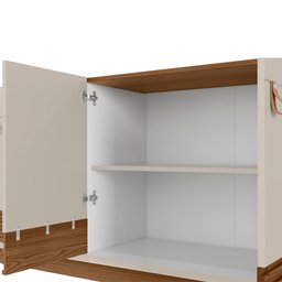 Kit Aparador Buffet Sala De Estar Mason Com Espelho Caribe Preto L05 Freijó Off White - Lyam Decor - 12