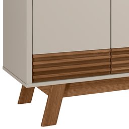 Kit Aparador Buffet Sala De Estar Mason Com Espelho Caribe Preto L05 Freijó Off White - Lyam Decor - 16