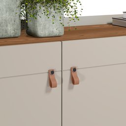 Kit Aparador Buffet Sala De Estar Mason Com Espelho Caribe Preto L05 Freijó Off White - Lyam Decor - 15