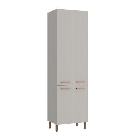 Armario Paneleiro 4 Portas 5 Prateleiras 230x70 cm Valência Cinza MDF Casamia