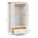Ver imagem 4 de Guarda Roupa Infantil 2 Portas 1 Gaveta em Madeira Maciça Branco e Carvalho Nest Yescasa
