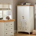 Ver imagem 1 de Guarda Roupa Infantil 2 Portas 1 Gaveta em Madeira Maciça Branco e Carvalho Nest Yescasa